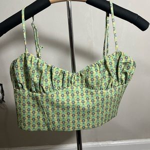 Zara PRINTED CORSETRY-INSPIRED CROP TOP